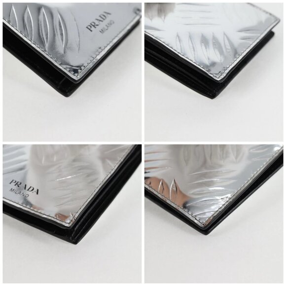 PRADA Wallet Patent leather Silver Auth 127893M - Picture 15 of 15